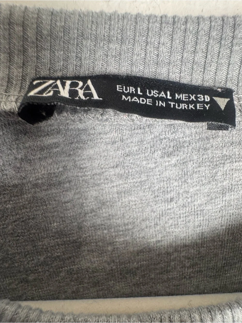 Zara Gray Cropped Ribbed Sweatshirt cable knit Cozy Sweater Soft Comfy Large
